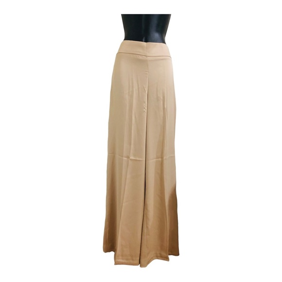 Anne Klein Montreal Satin effect gold champagne High Rise Wide Leg Pants size 14 - Picture 1 of 5